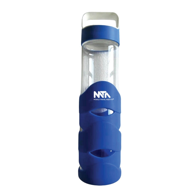 Drink bottle - glass with handle and silicone sleeve
