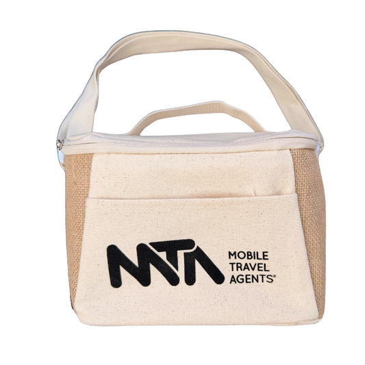Jute cooler bag - fits six cans or lunch size - limited stock