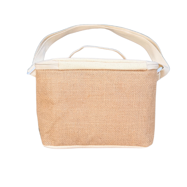 Jute cooler bag - fits six cans or lunch size - limited stock